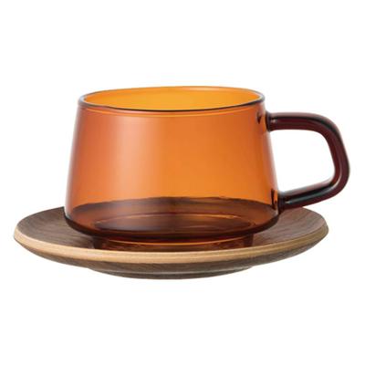 Sepia Tasse Untertasse 270 ml Bernstein hitzebeständiges Glas Geschenk 21742 &