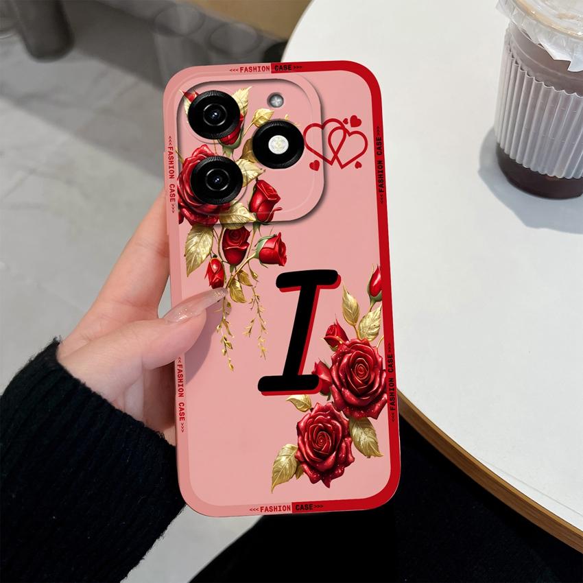 Initial Letters A-Z Phone Cover For Tecno Spark 20 30 40 Pro Plus 20C 30C 40C Go 2024 2025 Bumper Case Matte Silicone Anti Slip Shell For Tecno Casing