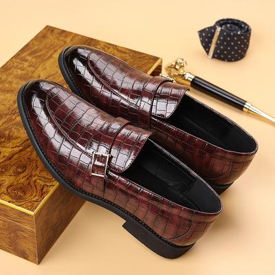 Leather Shoes Men's Fashion Casual Beanie Shoes Crocodile Pattern Men's British Pointed Head Large Size 48