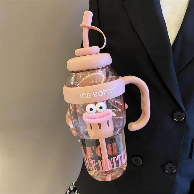 Girl's Water Bottle Cute Water Bottle Straw Water Bottle Convenient Water Bottle with Straw 1300ml