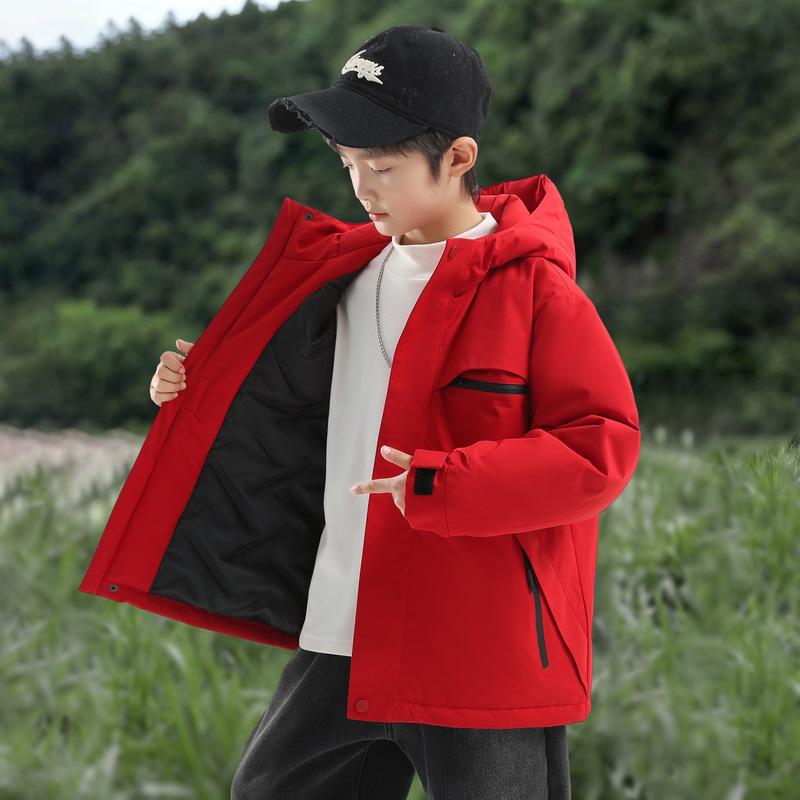 Boys' Winter 2025 Thick Cotton Windbreaker Jacket: Stylish and Warm for Older Kids