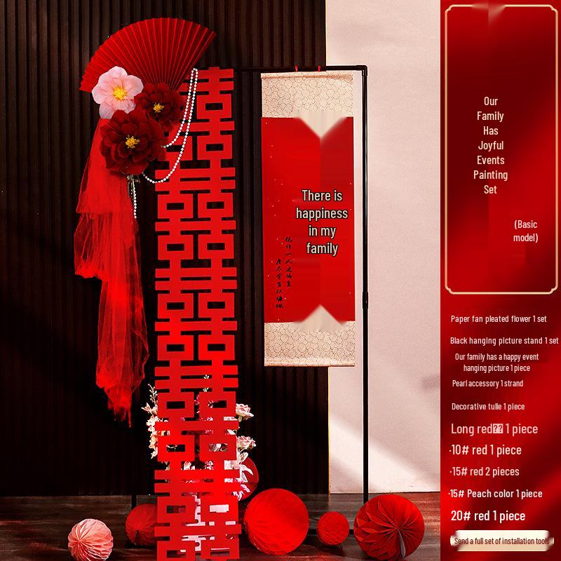 Balayı Süiti Düğün Dekorasyon Seti: Oturma Odası Fotoğraf Sergisi için Çift Mutluluk Parşömeni ve Süs