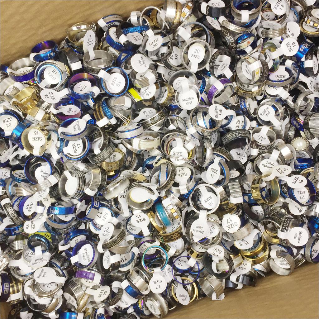 36Pcs Simple Stainless Steel Finger Rings Men Women New Gifts Jewelry Bar Wide Joint Ring