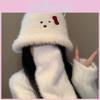 Plush Stylish White Fisherman Hat With Bow For Women Perfect For Winter Fall
