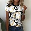 Fashion Women's Crew Neck T-Shirt Crew Neck Short Sleeve 3D Color Printing