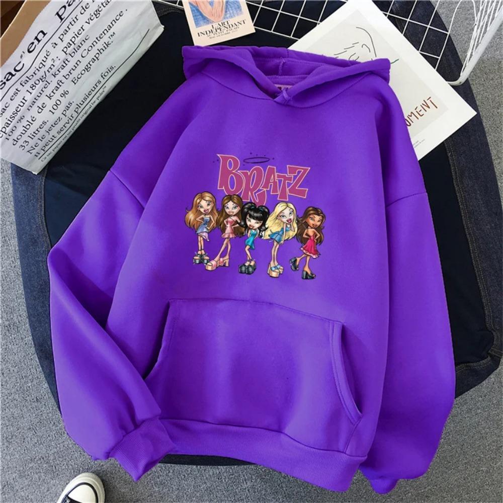 Bratz Potiskovaná Dámská Mikina Větších Velikostí, Dámský Pulovr, Hip-Hop Dlouhý Rukáv Street Style Podzimní/Zimní Vrchní Díl