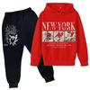 Kids Trendy Printed Pullover Hoodie and Sweatpants Set - Loose Fit Long Sleeve Casual 2 Piece Outfit