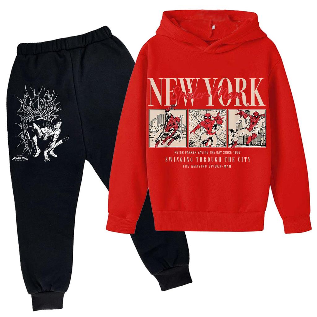 Kids Trendy Printed Pullover Hoodie and Sweatpants Set - Loose Fit Long Sleeve Casual 2 Piece Outfit