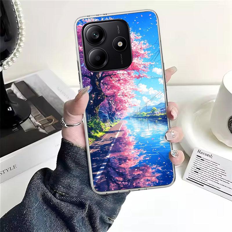 Japanese Cherry Mount Fuji Soft Phone Case For Xiaomi Redmi Note 15 14 14S 13 12 Pro Plus 12S 11 11S 11E 10 10S 11T 5G Fundas Co
