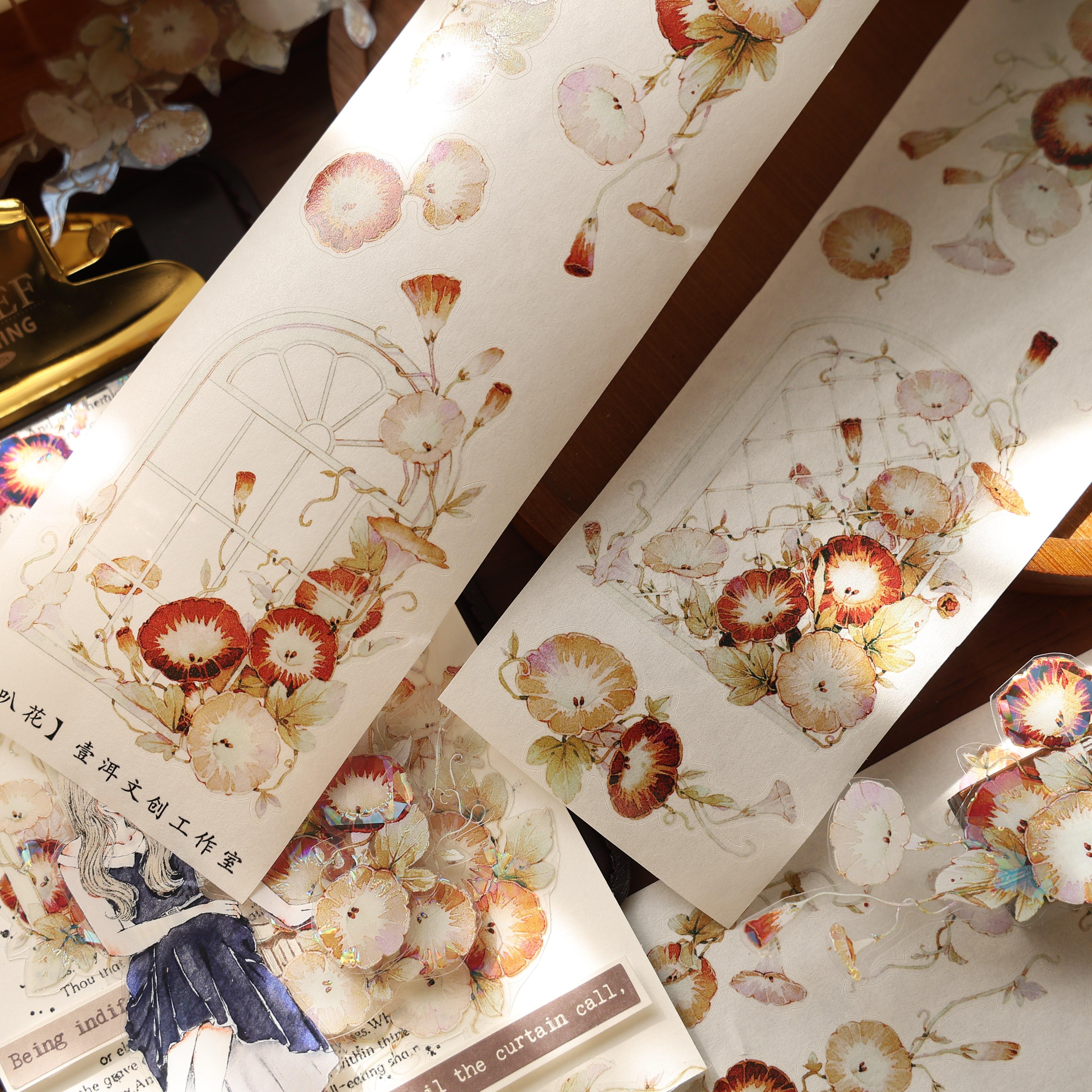 Die Cut Morning Glory Washi Pet Tape Roll Maste New Year Morning Glory PET 6m