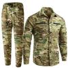 [Faddishop] Men's Summer Workwear Set (Top and Bottom) - Cool, Relaxed Fit, Sweat-Absorbing, Breathable, Durable, Long-Sleeve Shirt & Stretch Pants, W