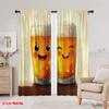 2pcs,2D Plane Printing Print Curtains Happy Beers Versatile Polyester Fabric (without Rod) Decorations Outdoor for Bedroom,