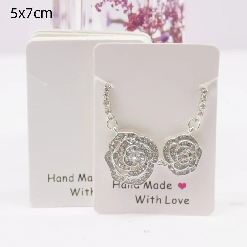 50pcs White/kraft Paper HANDMADE Series Multi Size Cards, Earrings, Necklaces, Jewelry Cards