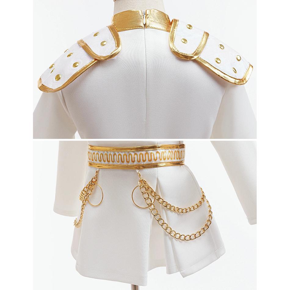 K-POP Style Halloween Party Costume for Kids Idol Performance Outfit with Glitter Top and Skirt Girls White Magic Group Costume