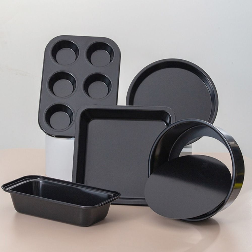 5PCS Heat-resistant Complete Baking Tray Kit Carbon Steel Cake Mold Convenient Baking Pan Set Pizza