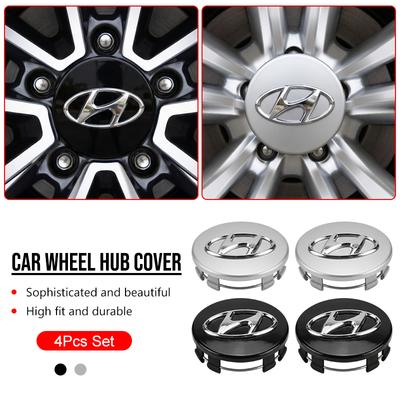 4KS 60MM Auto Znak Odznak Kryty Stredových Krytiek Kolesa Kryty Ráfikov Auta Pre Santa Fe Sonata Solaris Azera Creta I30 Ix25 Tucson IX35