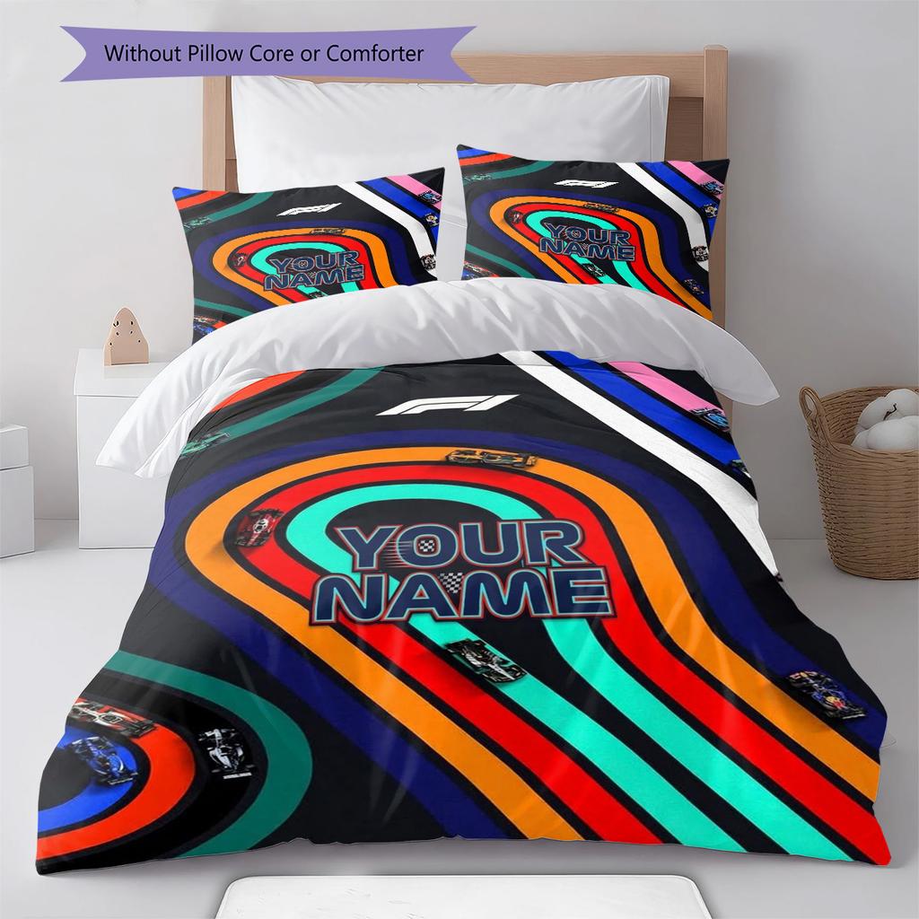 F1 Getriebe Individuelles Namensmuster Bettwäsche Steppdecke Set Bettbezug Kissenbezug Zuhause Geburtstagsgeschenk(1 Bettbezug + 2 Kissenbezüge, ohne Füllung)