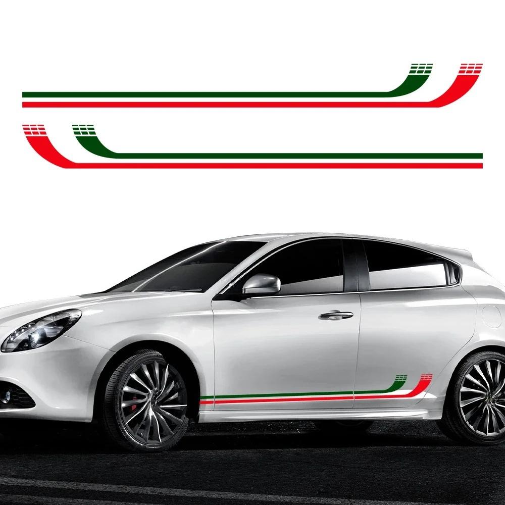 2PCS Car Door Side Vinyl Film Stickers For Alfa Romeo Giulietta Sport Long Stripe Styling PVC Decals Tuning Auto SUV Accessories zw0