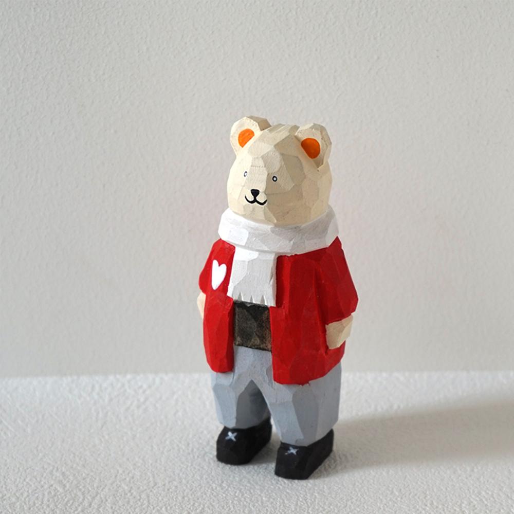 

Christmas White Rabbit Figurine Room Decor Handcrafted wood carving Home decorations desk accessories room wooden teddy bear
