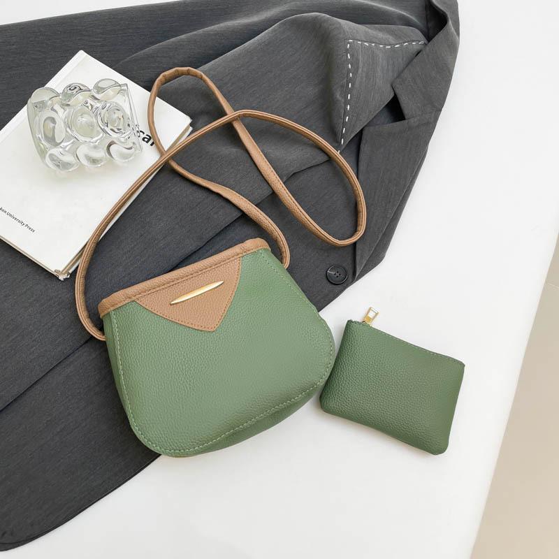 

Fashion Contrasting Color High Texture Mother And Child Bag Year Shoulder Messenger Bag Simple Commuter Women S Bag зелёный