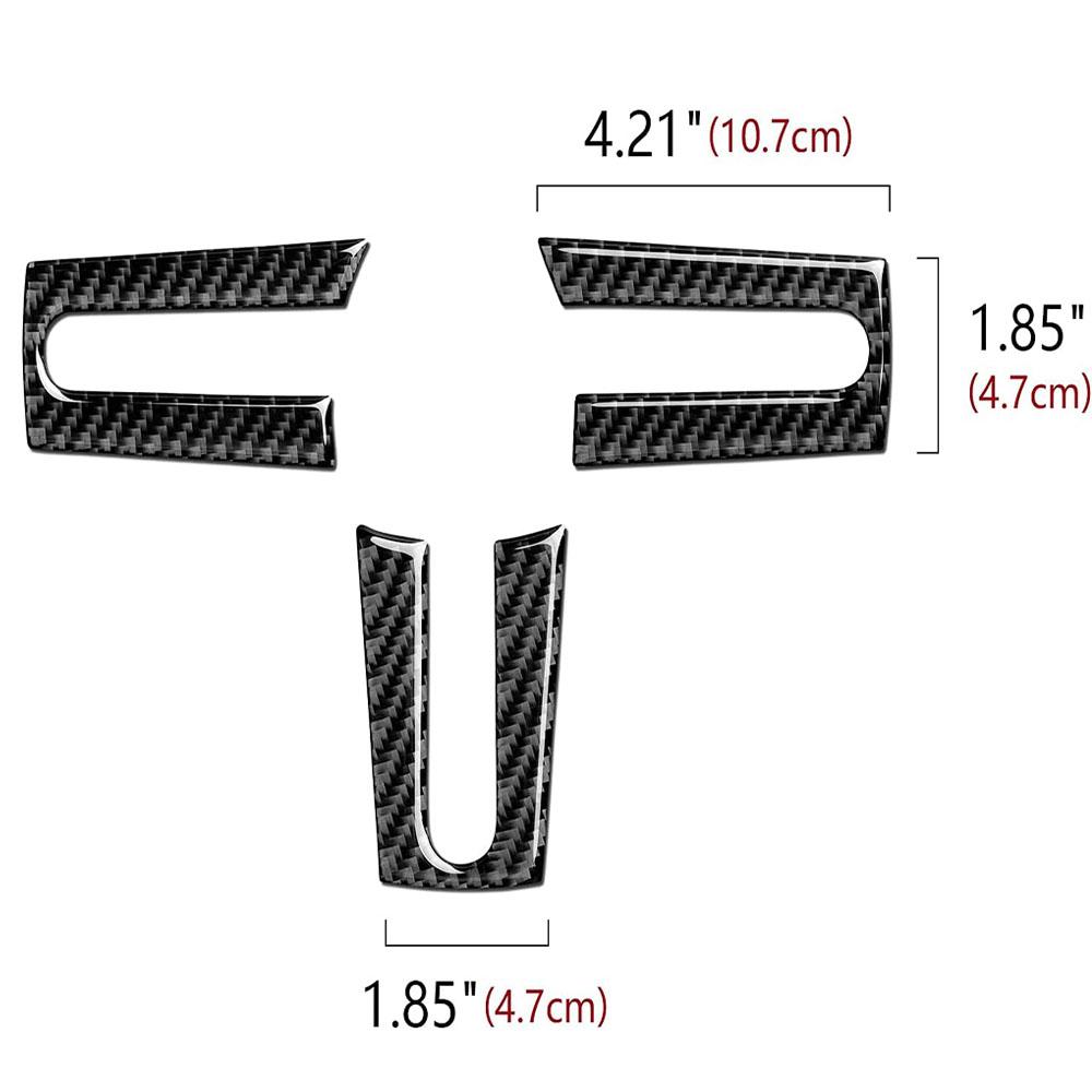 3Pcs Carbon Fiber Steering Wheel Cover Trim Replacement For Ford Mustang 2005-09