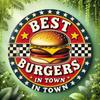 Vintage Retro Burger Metal Sign Best Burgers In Town Round Plaque Bar Cafe Kitchen Wall Decor