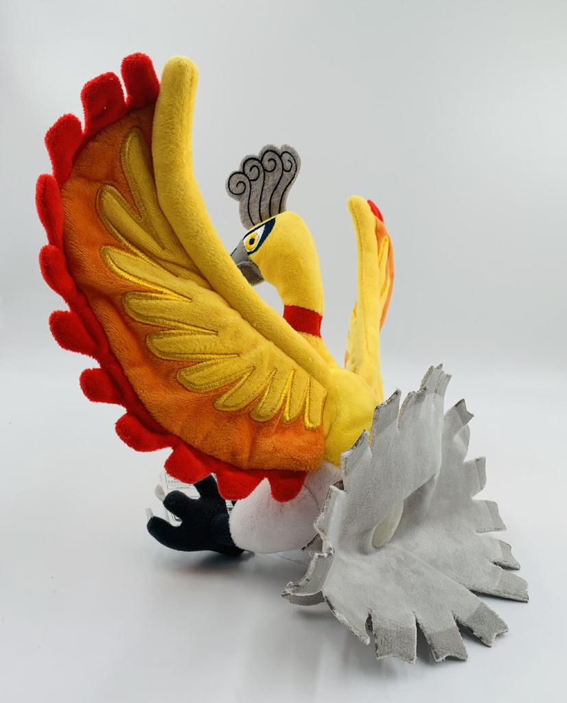 25CM Ho-Oh Red Orange Mythical Phoenix Plush Doll with Standable Wings