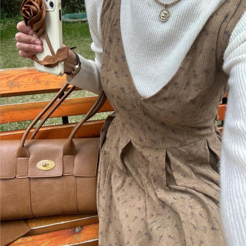 Korean Style Retro Brown Tote Bag Women Leather Texture Metal Lock Handbag Ladies Large Capacity Luxury Design Underarm Bag 2025