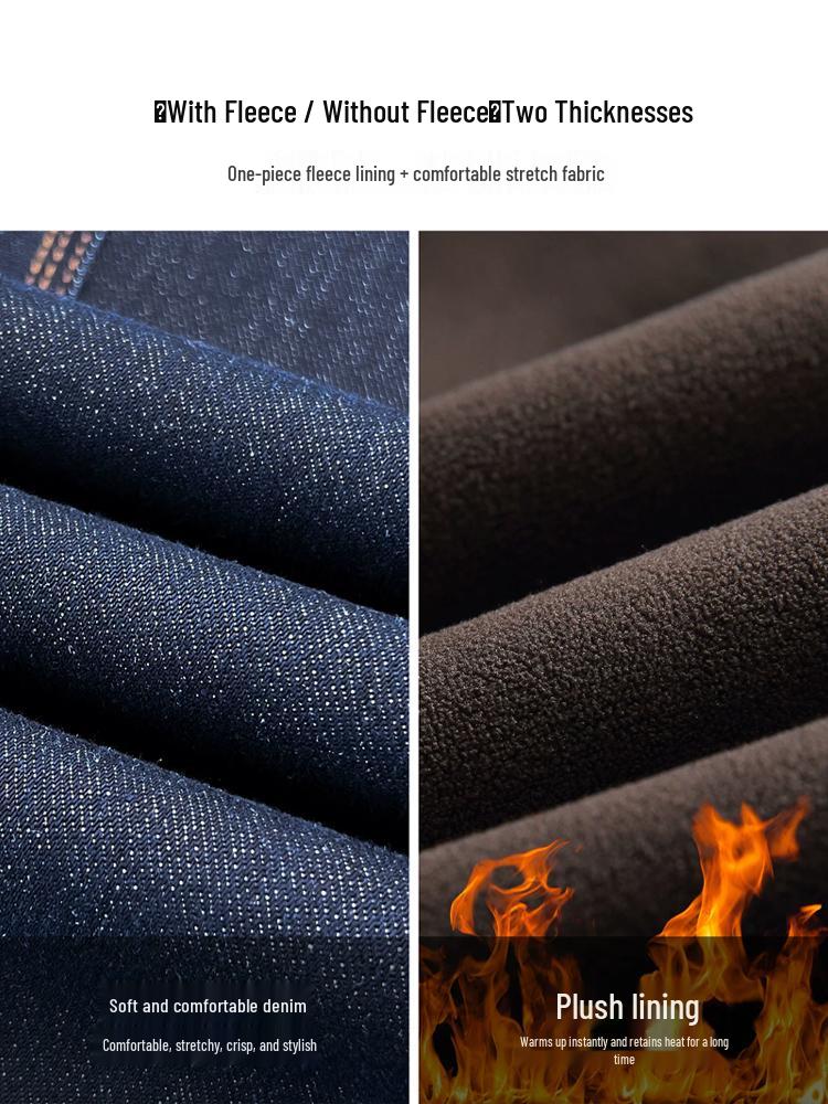 Damen Retro High-Waist Locker geschnittene Plus Samt Jeans, Winter 2026 Denim Weite Hosen.