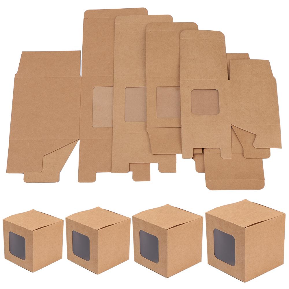 10Pcs White/black/Brown Kraft Window Box Packing Gift Boxes with Pvc Window for Candy/Cake/Soap/Cookie/Cupcake Display Box