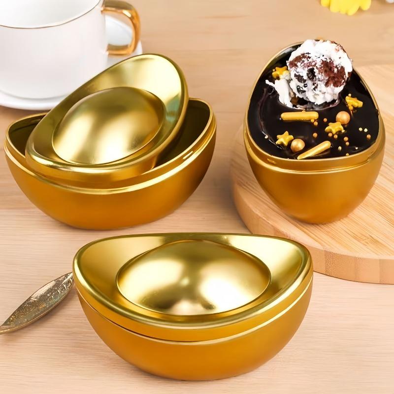1/3Pcs Ingot Shaped Tinplate Candy Box Storage Biscuits Treats Tea Jar Gift Container With Lid For Wedding Party Decorative Boxe