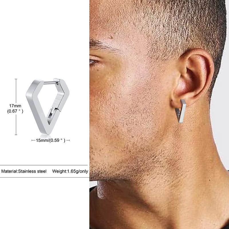 Geometric Octagon Hoop Earrings for Men, Hexagon Hoops, Stainless Steel Honeycomb Hoops Minimalist Earrings Men Jewelry