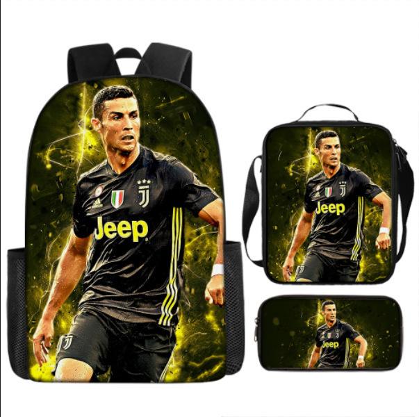 Messi Messi Printed Student School Bag Neymar Backpack Satchel Pencil Bag Backpack Three-Piece Set pencil bag