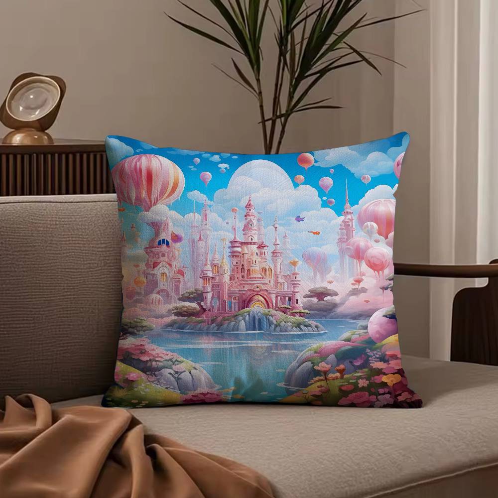Anime Dreamy Castle Pillow Case null