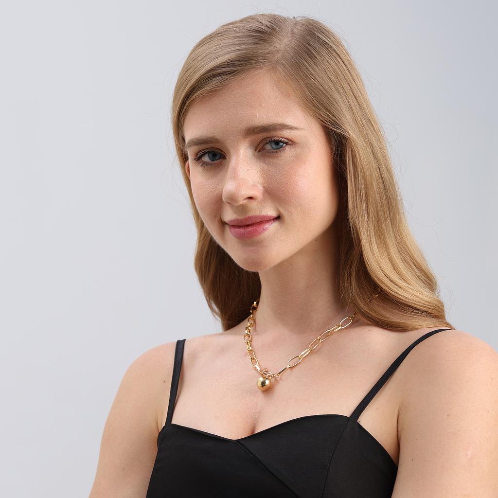 Europe, America, Punk Simple Return Chain Geometric Ball Pendant Necklace Women's Temperament Collarbone Chain Versatile