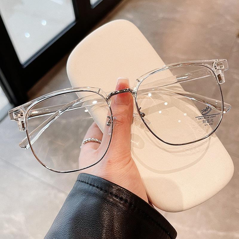 Semi-Rimless  Material Men'S Glasses Frame Square Shape Blue Light Blocking Frames For Women Glasses