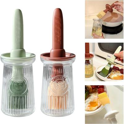 High-Temp Resistant Silicone Oil Brush with Bottle Ideal for Cooking BBQ Grill Camping and Kitchen Easy To Clean and Durable