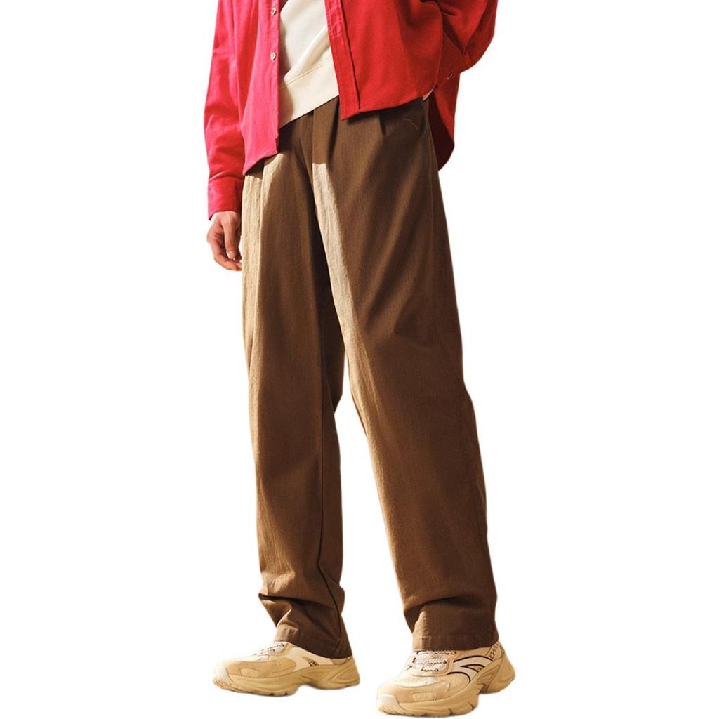 Anta Good Things Happen Series Mid-Rise Comfortable Breathable Versatile Loose Straight Casual Pants Men Bottoms Copper-Brown 152518517-1