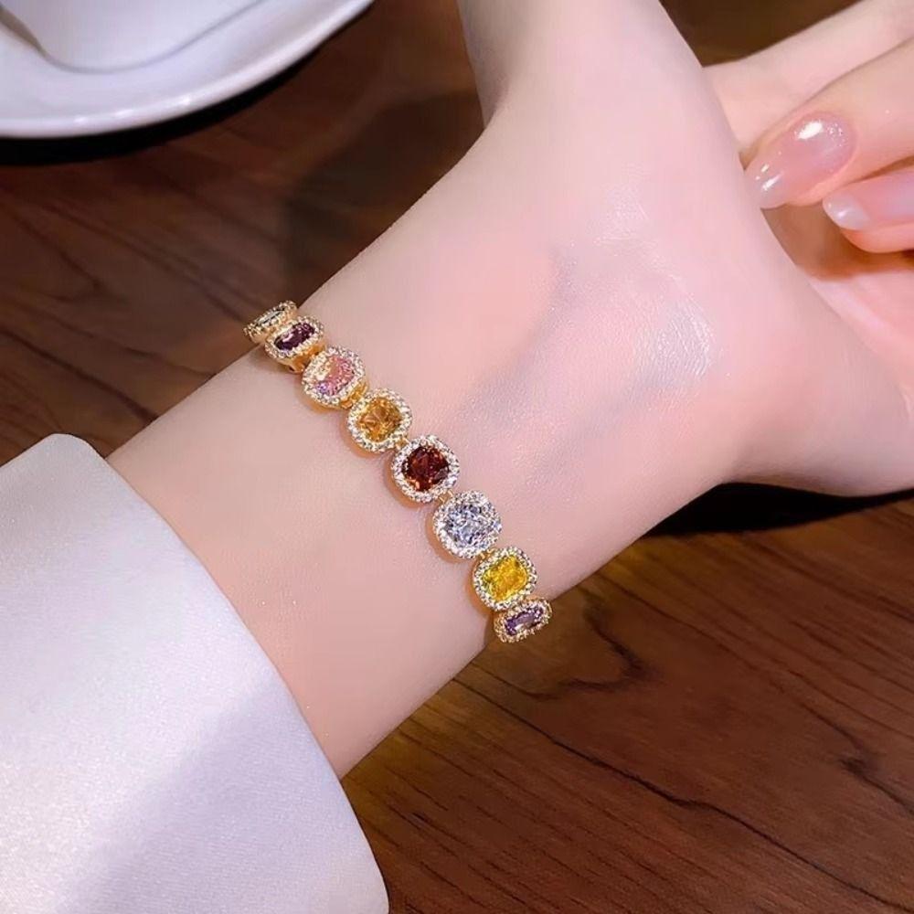 Luxury Geometric Cube Bracelet Exquisite Colorful Stackable Bracelet Friendship Gift