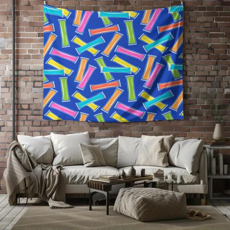Colorful Candy Wall Tapestry Aesthetic Room Decor Sweet Treats Backdrop Dorm Decor Vintage Wall Hanging Home Party Decoration