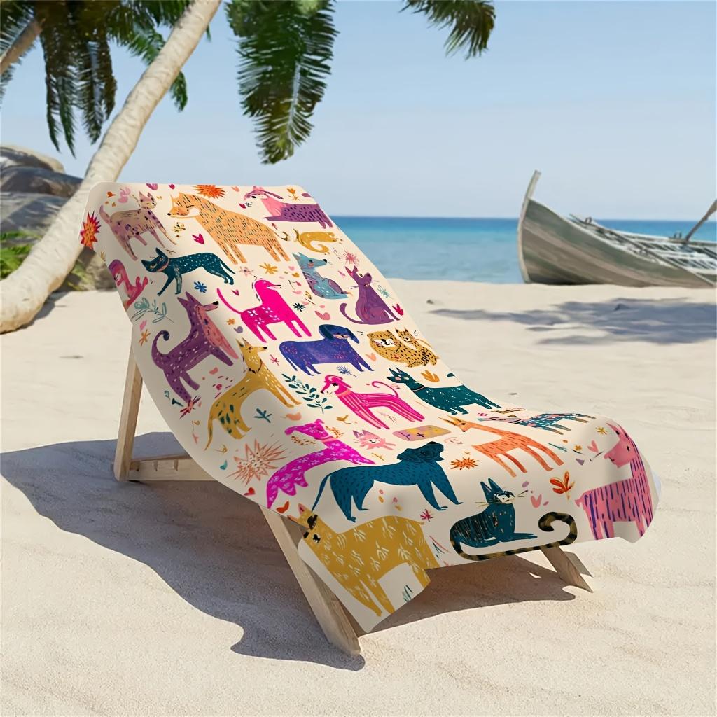 1pz Asciugamano da Spiaggia in Microfibra con Stampa di Animali Colorati, Realizzato in Materiale Ultra-morbido, Leggero e Altamente Assorbente. Ideale per Yoga, Viaggi