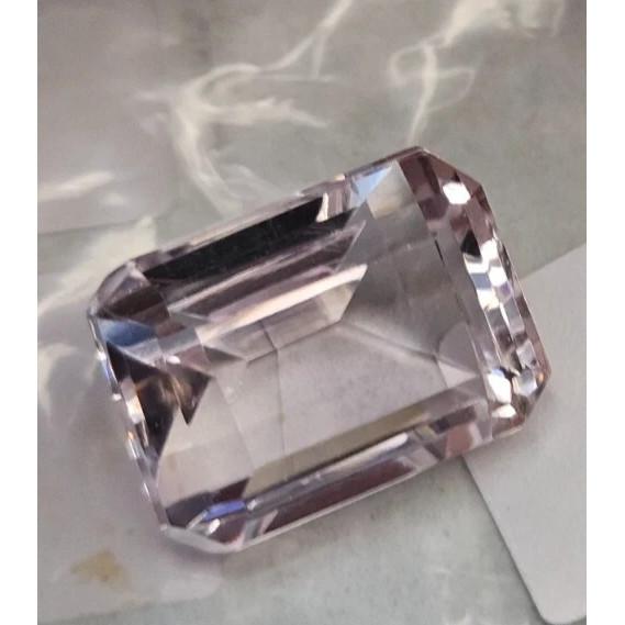 Beautiful Natural Morganite Light Peach 20+ Ct Emerald Cut Certified Gemstone