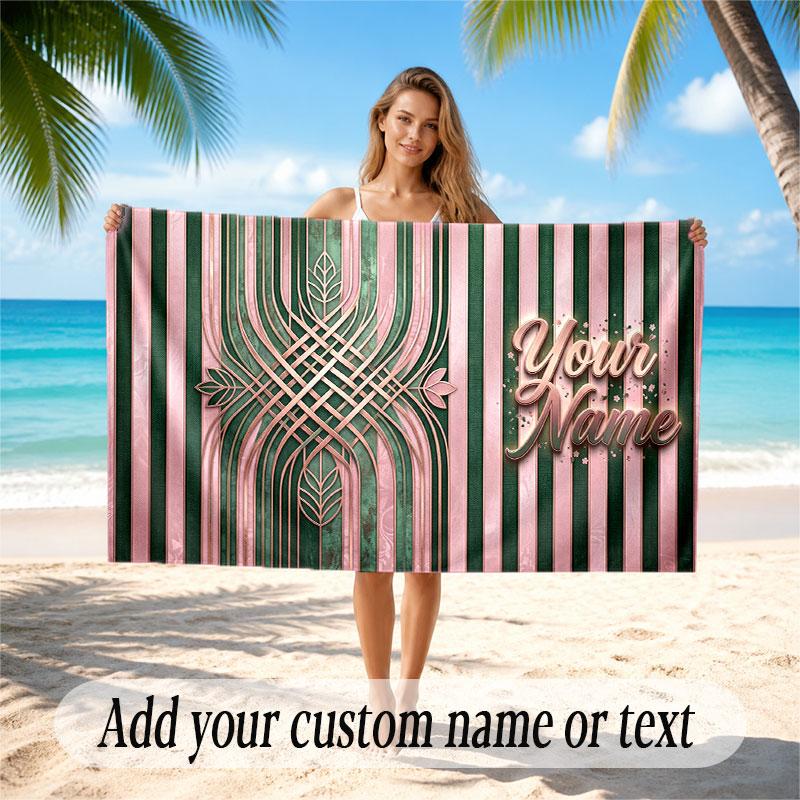 Decorative Artwork Theme Soft Beach Towel Personalized Custom Name Text Towel Portable for Beach Pool Travel