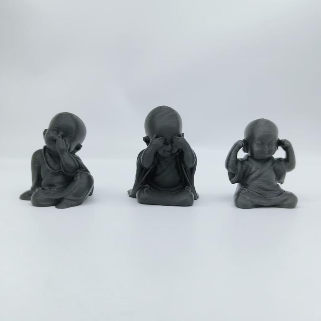 Three-Piece Zen Three Nonnes Statue Set, 3D Printed Zen Little Monks, Three Little Monks Who Don'T Listen, Don'T Look, Don'T Speak, Creative Bu