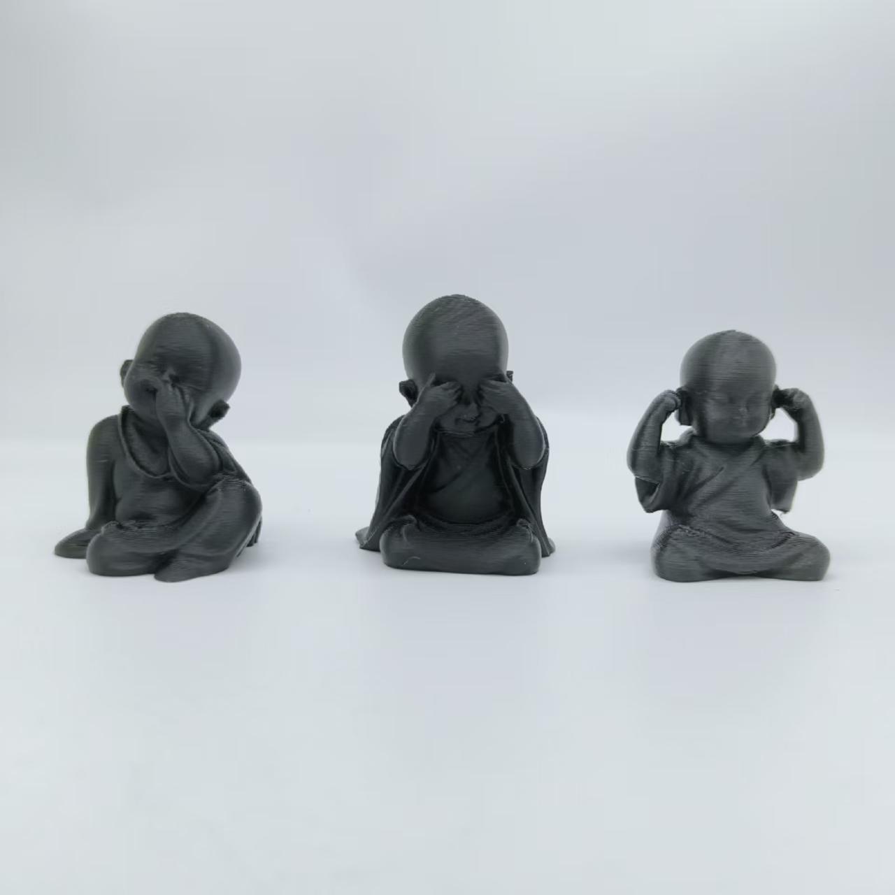 Трехчастный набор статуэток Дзен «Три обезьяны», 3D-печатные маленькие монахи Дзен, Три маленьких обезьяны, которые не слышат, не видят, не говорят, Креативный