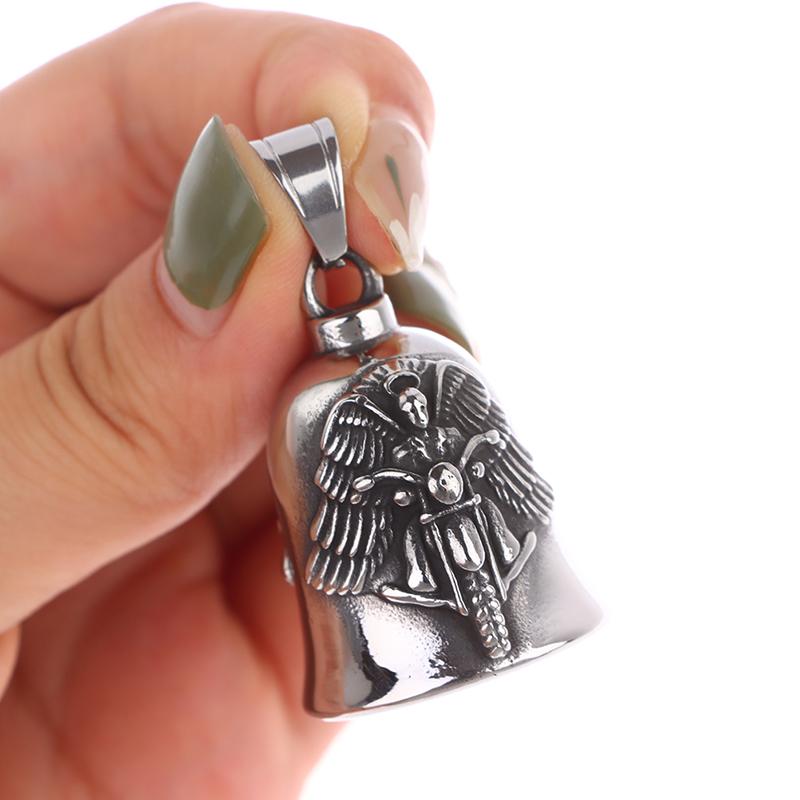 New Men'S Motorcycle Wind Retro Punk Hip Hop Rock Wings Motorcycle Character Bell Pendant Necklace