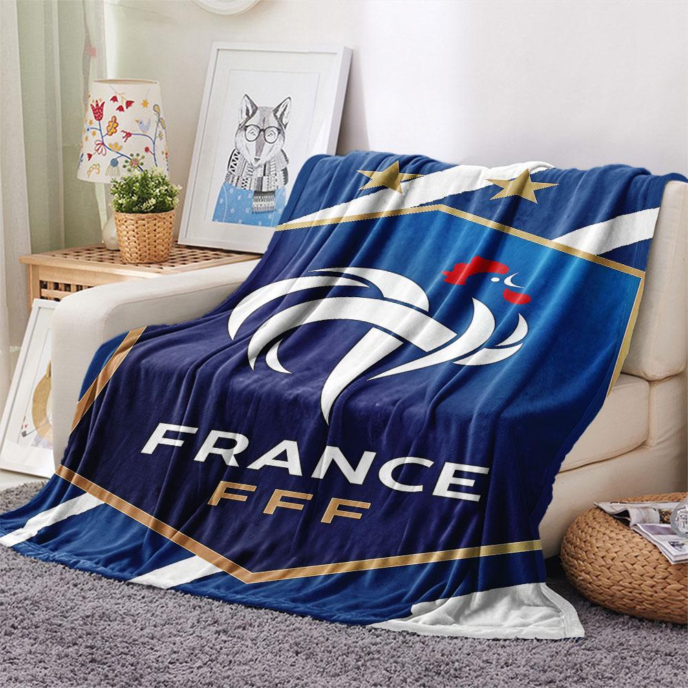 1PC France National Football Team Patterned Flannel Blanket Suitable For All Seasons for Home Decor Warmth and Comfort Gifts Holiday Present