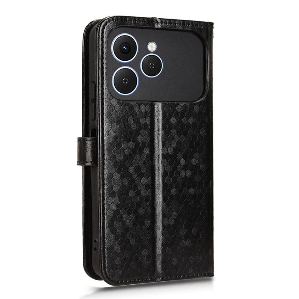 For TECNO Spark 40 4G Wallet Case Dot Pattern Imprint PU Leather Phone Cover with Wrist Strap