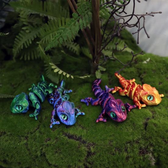 3D Printed Chameleon Figurine Movable Joints Mini Lizard Figure Articulated Animal