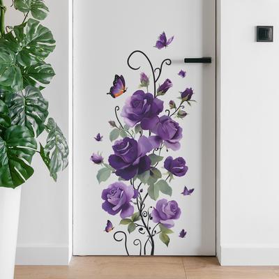 Lila Blumenranke Wanddekoration für den Wohnzimmer-Eingang und die Verschönerung des Innenraums Wandaufkleber